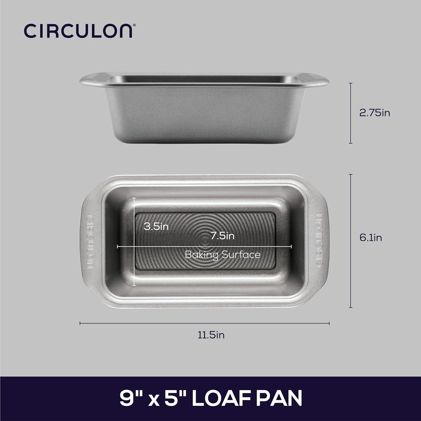 Nonstick Bakeware 9-Inch X 5-Inch Loaf Pan, Gray