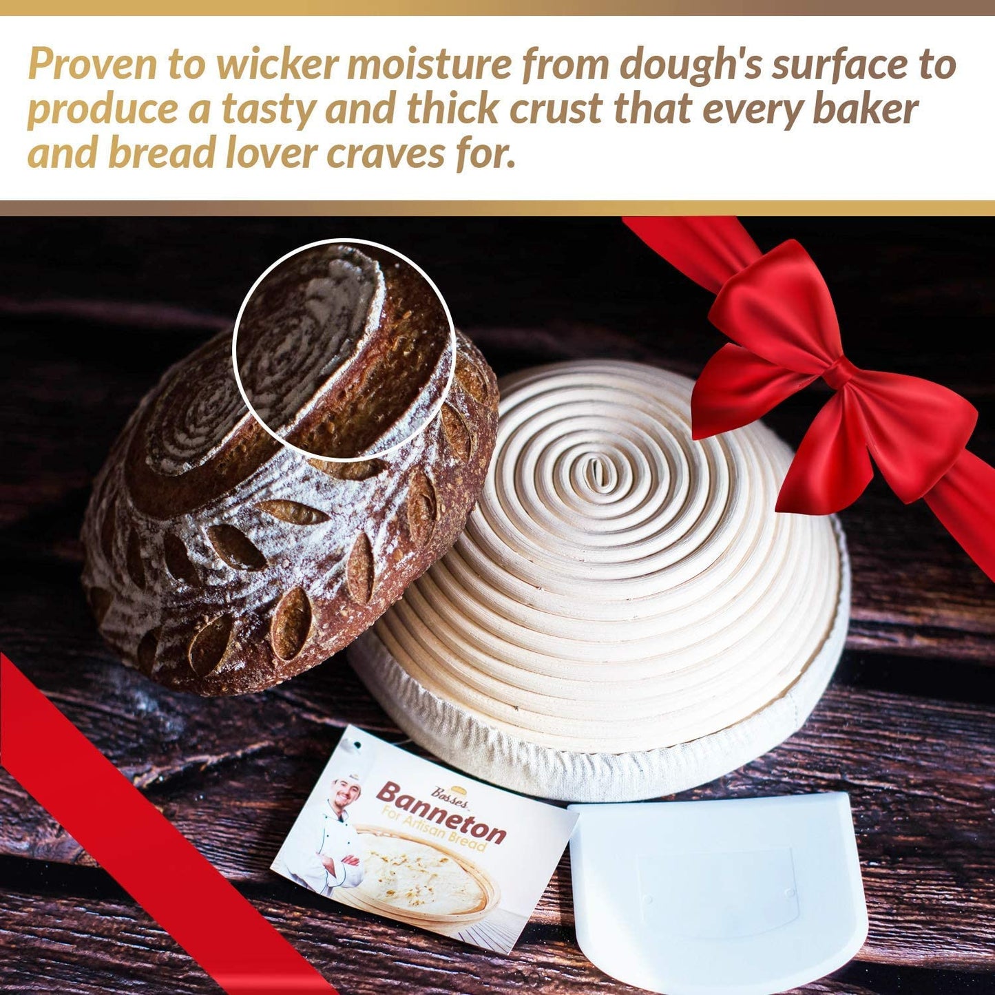 9-Inch Bread Banneton Proofing Basket And Dough Scraper
