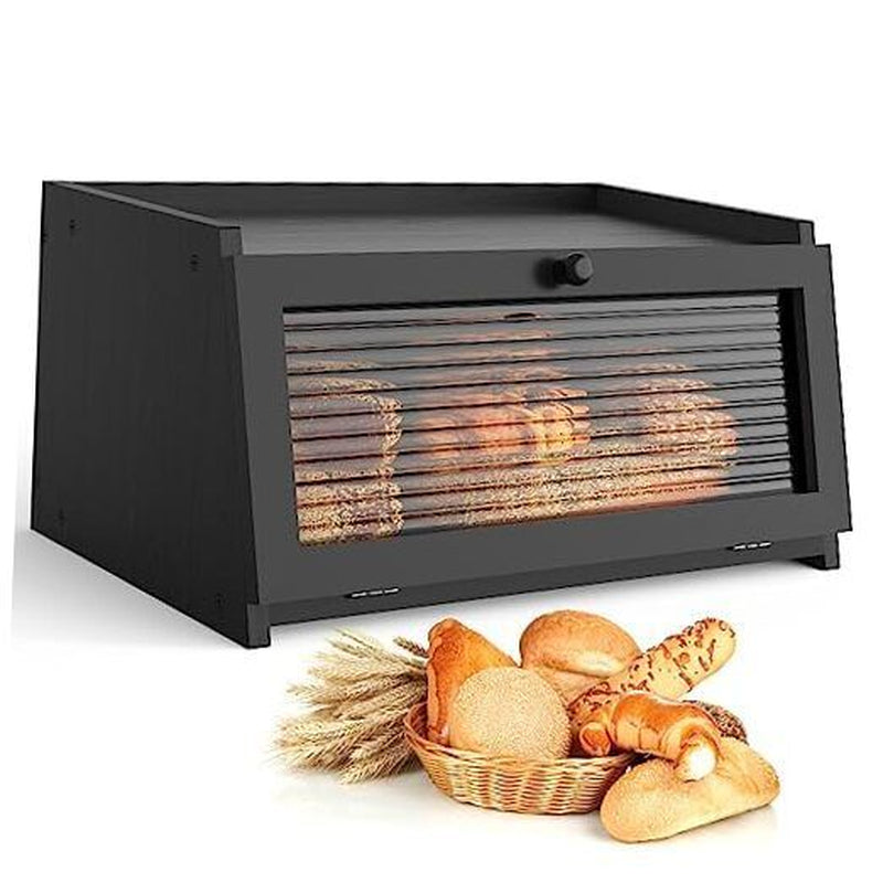 Bread Box for Kitchen Countertop Large Bread Box Farmhouse Bread Black
