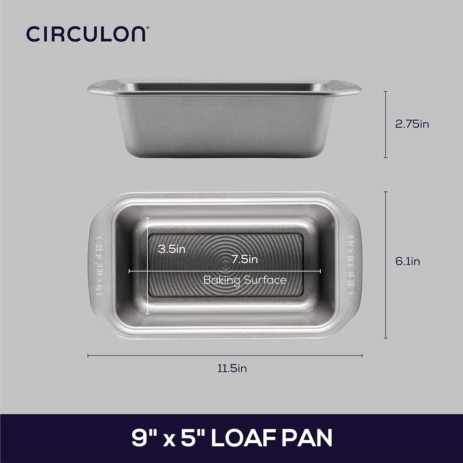 Nonstick Bakeware 9-Inch X 5-Inch Loaf Pan, Gray