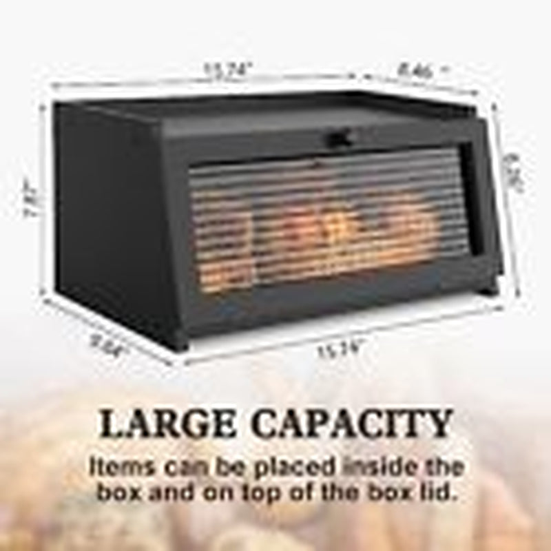 Bread Box for Kitchen Countertop Large Bread Box Farmhouse Bread Black